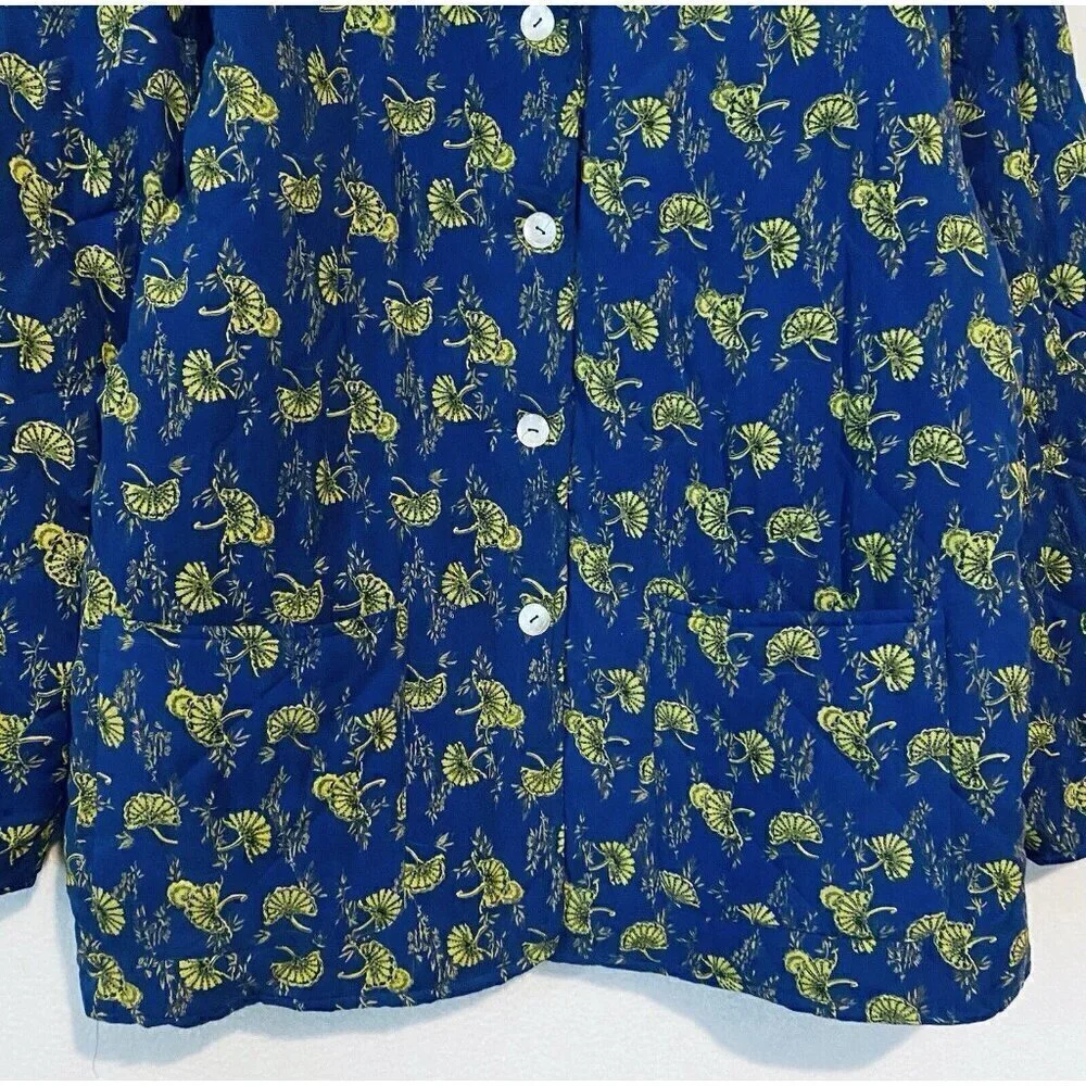 Clio Jacket Womens Large Purple Boho Print Quilted Silk Button Up Cottagecore